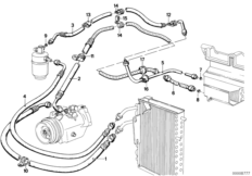 Трубопровод хладагента для BMW E12 520 M20 (схема запасных частей)