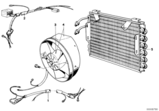 Конденсатор кондиц./дополнит.вентилятор для BMW E12 520 M20 (схема запасных частей)