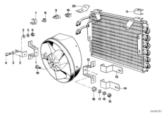 Конденсатор кондиционера и доп.элементы для BMW E12 520i M20 (схема запасных частей)