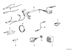 Реле кондиционера/выключатель/провода для BMW E12 520i M10 (схема запасных частей)