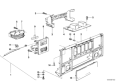 Панель управления отопителя для BMW E23 732i M30 (схема запасных частей)