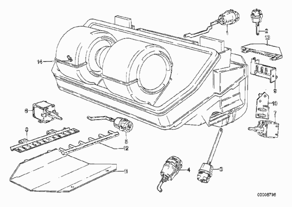 Сервопривод кондиционера для BMW E23 728iS M30 (схема запчастей)