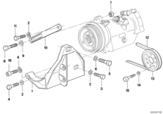 Дополнительные элементы компрессора для BMW E28 525i M30 (схема запасных частей)