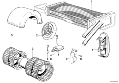 Нагревательный элемент/вентилятор для BMW E28 524d M21 (схема запасных частей)