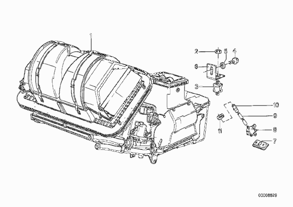 Отопитель/кондиционер для BMW E30 318i M40 (схема запчастей)