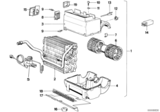 Детали кондиционера для BMW E28 525e M20 (схема запасных частей)