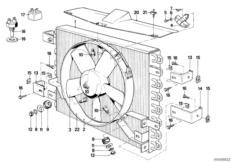 Конденсатор кондиц./дополнит.вентилятор для BMW E28 M535i M30 (схема запасных частей)
