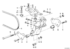 Доп.элем.компресс.кондиц./ремен.привод для BMW E30 M3 S14 (схема запасных частей)