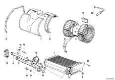 Нагревательный элемент/вентилятор для BMW E30 325e M20 (схема запасных частей)