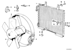Конденсатор/вентилятор для BMW E30 324td M21 (схема запасных частей)