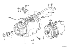RP компрессор кондиционера для BMW E28 520i M20 (схема запасных частей)