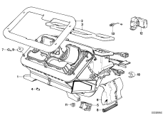 Детали корпуса отопителя/с микрофильтром для BMW E30 318i M10 (схема запасных частей)