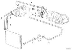 Трубопроводы хладагента для BMW E30 324td M21 (схема запасных частей)