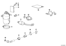 Бачок осушителя/пневмоперекл./мел.детали для BMW E23 732i M30 (схема запасных частей)