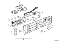 Панель упр.кондиционера с микрофильтром для BMW E34 530i M30 (схема запасных частей)