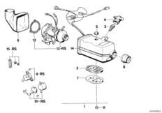 Детали блока автономной сист.отопления для BMW E28 M5 S38 (схема запасных частей)