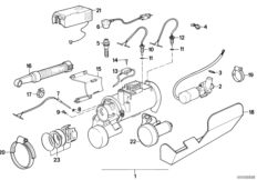 Детали блока автономной сист.отопления для BMW E32 735i M30 (схема запасных частей)