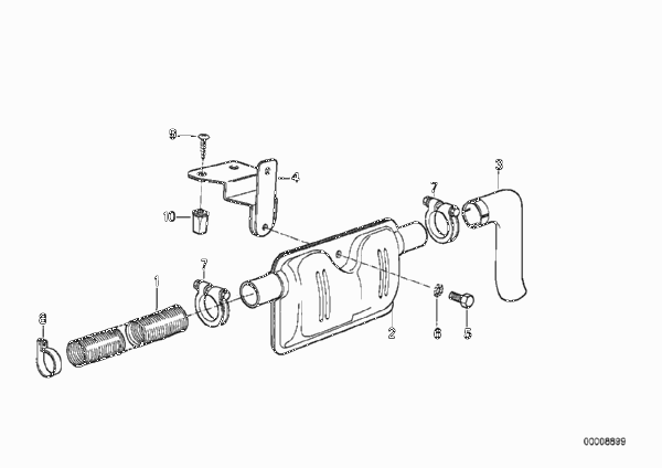 Приемная труба глушителя для BMW E32 730iL M30 (схема запчастей)