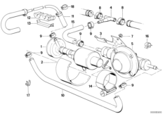 Дополнительный топливный насос для BMW E34 525i M20 (схема запасных частей)