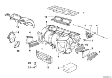 Детали корпуса кондиционера для BMW E38 725tds M51 (схема запасных частей)