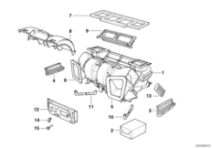 Детали корпуса автомат.сист.кондиционир. для BMW E38 730i M60 (схема запасных частей)