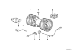Электрические детали кондиционера для BMW E38 740i M62 (схема запасных частей)