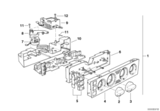 Панель управления кондиционера для BMW E38 730i M60 (схема запасных частей)