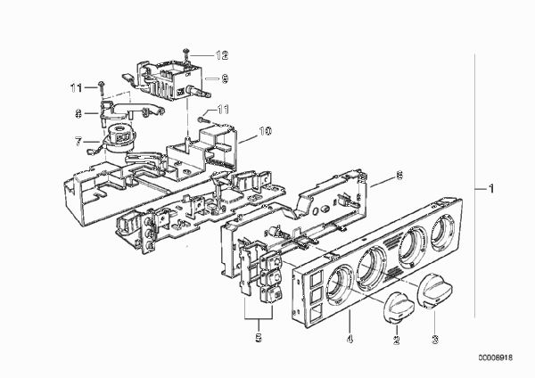 Панель управления кондиционера для BMW E38 730i M60 (схема запчастей)