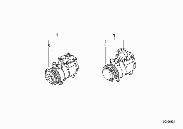 RP компрессор кондиционера для BMW E38 750iLP M73N (схема запчастей)