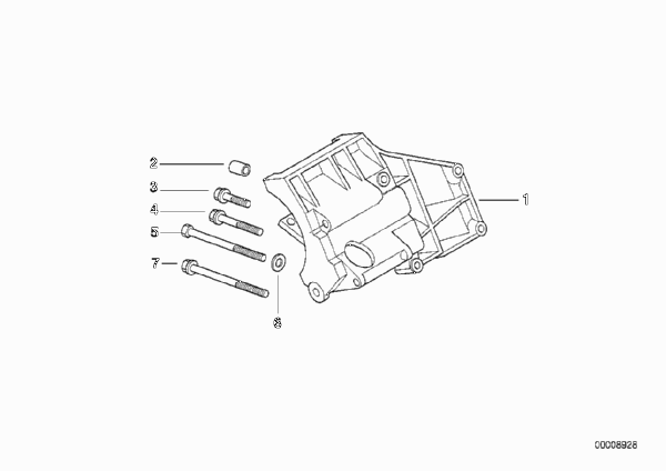 Опорный кронштейн компрессора кондиц. для BMW E39 M5 S62 (схема запчастей)