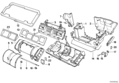 Детали корпуса автомат.сист.кондиционир. для BMW E32 730i M60 (схема запасных частей)