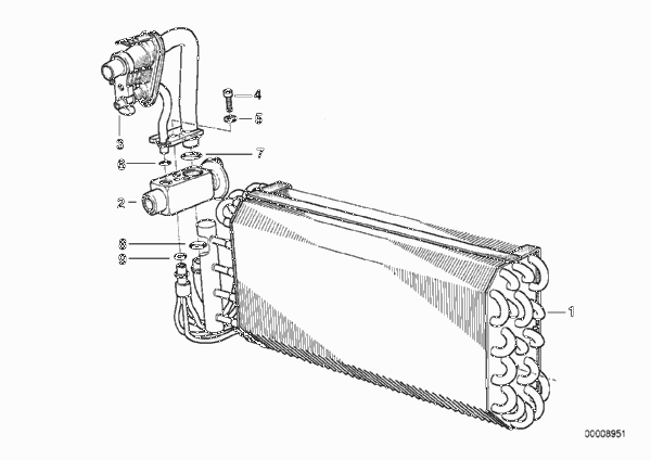 Испаритель/ предохранительный клапан для BMW E36 316i 1.6 M43 (схема запчастей)