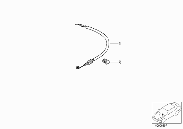 Тросик привода регул.заслонок отопления для BMW Z3 Z3 2.2i M54 (схема запчастей)