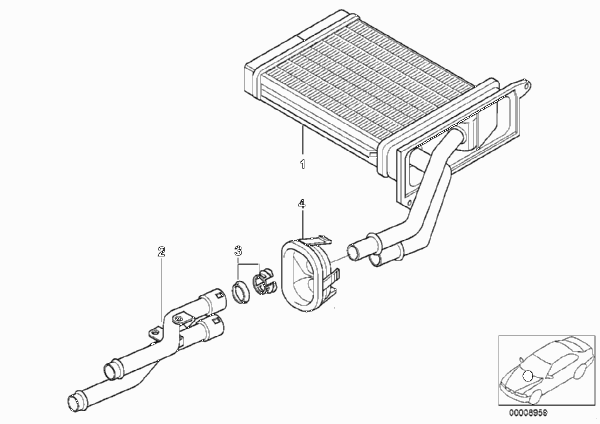 Нагревательный элемент кондиционера для BMW Z3 Z3 1.9 M43 (схема запчастей)