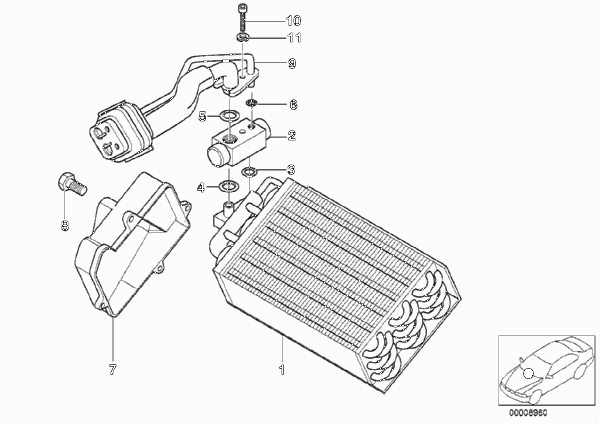 Испаритель/ предохранительный клапан для BMW Z3 Z3 1.8 M43 (схема запчастей)