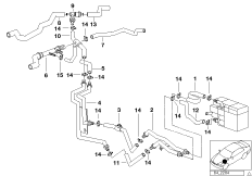 Шланги автоном.сист.отпления для BMW E39 525tds M51 (схема запасных частей)