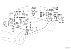 Детали системы HiFi для BMW E34 530i M30 (схема запасных частей)