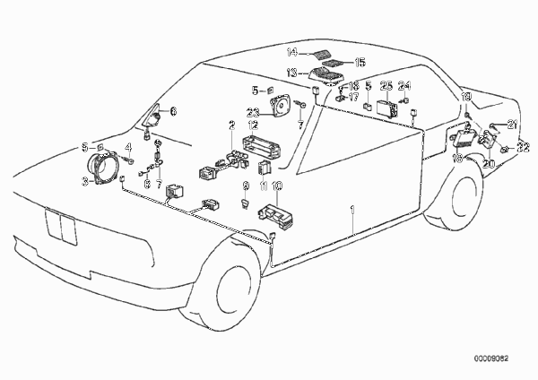 Детали аудиосистемы для BMW E30 324d M21 (схема запчастей)