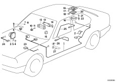 Детали стереосистемы для BMW E32 740i M60 (схема запасных частей)