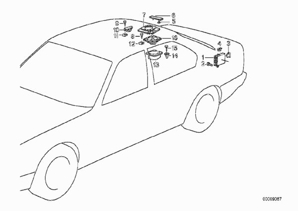 Детали системы HiFi для BMW E32 740i M60 (схема запчастей)