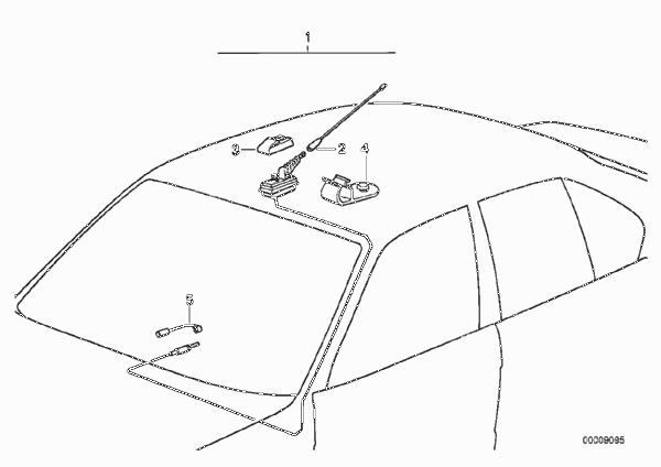 Антенные принадлежности для BMW E30 318i M40 (схема запчастей)