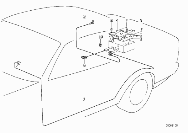 Детали чейнджера на 10 компакт-дисков для BMW E34 525td M51 (схема запчастей)