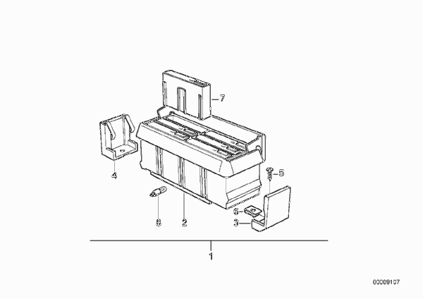 Детали блока для кассет в центр.консоли для BMW E36 316i 1.9 M43 (схема запчастей)