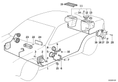 Детали системы HiFi для BMW E36 M3 3.2 S50 (схема запасных частей)