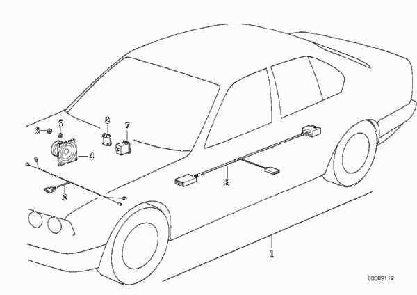 Устройство громкой связи для BMW E34 520i M50 (схема запчастей)
