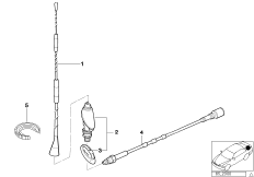 Детали телефонной антенны для BMW E36 328i M52 (схема запасных частей)