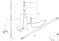 Детали телефонной антенны на крыле для BMW E36 M3 S50 (схема запасных частей)