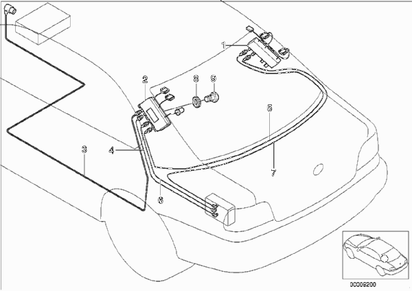 Детали разнесенной антенны для BMW E39 535i M62 (схема запчастей)