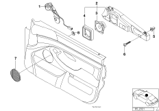 Детали стереосистемы на Пд двери для BMW E39 520i M54 (схема запасных частей)