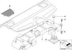 Детали блока сабвуфера системы Top-HiFi для BMW E39 520i M54 (схема запасных частей)